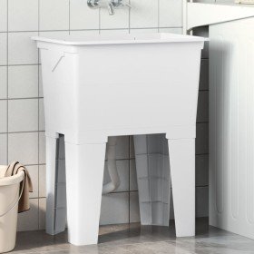 Fregadero de lavadero de resina blanco 59x41x75 cm