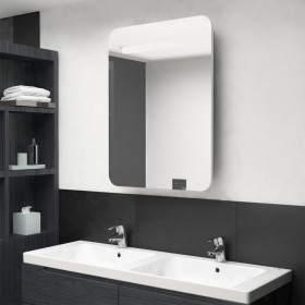 Armario de baño con espejo y LED blanco y roble 60x11x80 cm