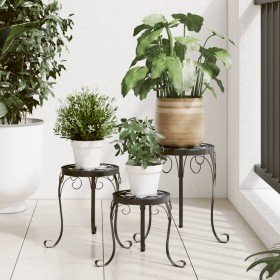 Soportes para plantas 3 uds cerámica negro y blanco