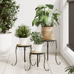 Soportes para plantas 3 uds cerámica terracota y blanco