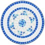 Mesa de bistró de mosaico cerámica azul y blanco Ø50x70 cm