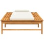 Tumbona con cojín blanco crema y almohada madera maciza acacia