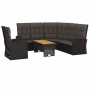 Set de muebles de jardín 3 pzas y cojines ratán sintético negro