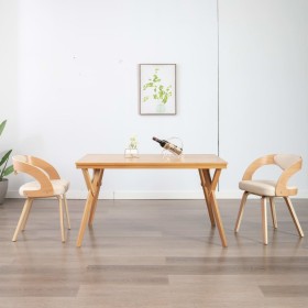 Esszimmerstühle, 2 Stück, gebogenes Holz und cremefarbenes Kunstleder von vidaXL, Essstühle - Ref: Foro24-283104, Preis: 355,...