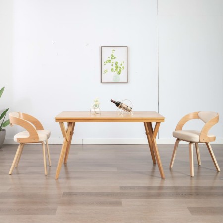 Dining chairs 2 pcs curved wood and cream synthetic leather by vidaXL, dining chairs - Ref: Foro24-283104, Price: 355,74 €, D...