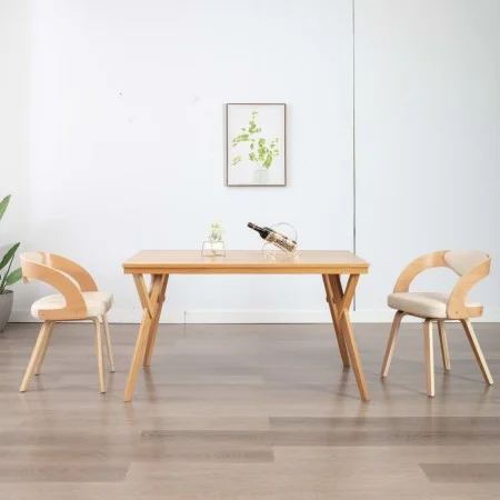 Esszimmerstühle, 2 Stück, gebogenes Holz und cremefarbenes Kunstleder von vidaXL, Essstühle - Ref: Foro24-283104, Preis: 332,...