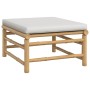 Set de muebles de jardín 3 piezas bambú y cojines gris claro