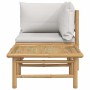 Set de muebles de jardín 2 piezas bambú y cojines gris claro