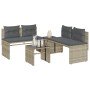 Set de sofás de jardín 4 pzas y cojines ratán sintético gris