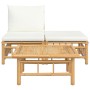 Set de muebles de jardín 3 piezas bambú y cojines blanco crema