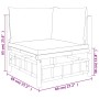 Set de muebles de jardín 2 piezas bambú y cojines blanco crema