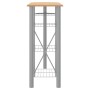 Tisch und hohe Hocker, 3-teilig aus Eisen und grauem und braunem Holz von vidaXL, Möbelsets für Küchen und Esszimmer - Ref: F...