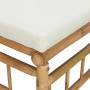 Sofá esquinero de jardín bambú con cojines blanco crema