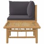 Set de muebles de jardín 2 piezas bambú con cojines gris oscuro