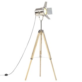 Lámpara de suelo con trípode madera maciza de mango 140 cm
