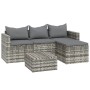 Set de muebles de jardín 3 pzas y cojines ratán sintético gris