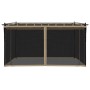 Cenador con paredes de malla acero taupe 4x3 m