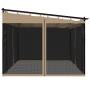 Cenador con paredes de malla acero taupe 4x3 m