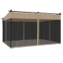 Cenador con paredes de malla acero taupe 4x3 m
