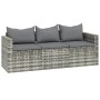 Set de muebles de jardín 3 pzas y cojines ratán sintético gris