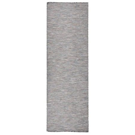 Alfombra de exterior de tejido plano marrón y azul 80x250 cm de vidaXL, Alfombras - Ref: Foro24-340814, Precio: 35,22 €, Desc...