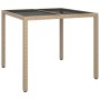 Mesa de comedor de jardín Beige 90 x 90 x 75 cm Poliratán