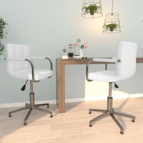 Swivel dining chairs 2 units white synthetic leather by vidaXL, dining chairs - Ref: Foro24-334759, Price: 151,55 €, Discount: %