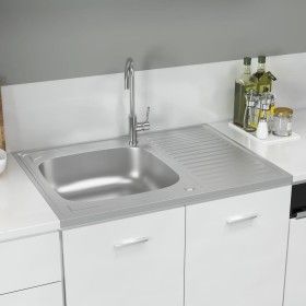 Küchenspüle mit Abtropffläche aus Edelstahl 800x600x155 mm von vidaXL, Sinkt - Ref: Foro24-147233, Preis: 113,38 €, Rabatt: %
