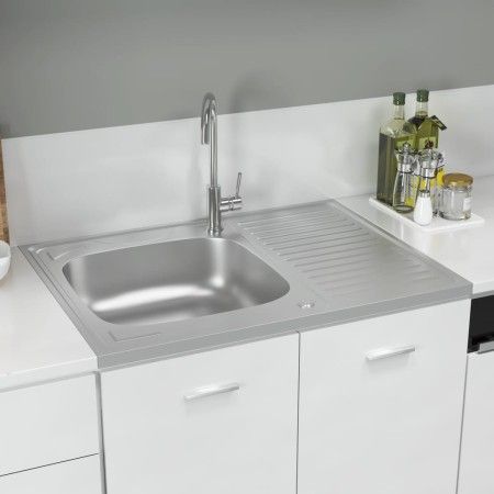 Küchenspüle mit Abtropffläche aus Edelstahl 800x600x155 mm von vidaXL, Sinkt - Ref: Foro24-147233, Preis: 113,99 €, Rabatt: %