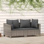 Set de muebles de jardín 2 pzas cojines ratán sintético gris