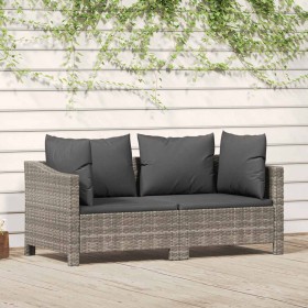 Set de muebles de jardín 2 pzas cojines ratán sintético gris