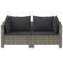 Set de muebles de jardín 2 pzas cojines ratán sintético gris