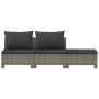 Set de muebles de jardín 3 pzas y cojines ratán sintético gris