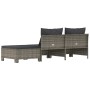 Set de muebles de jardín 3 pzas y cojines ratán sintético gris