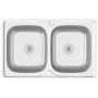 Doppelbecken-Küchenspüle aus Edelstahl, 800 x 500 x 155 mm von vidaXL, Sinkt - Ref: Foro24-147234, Preis: 113,23 €, Rabatt: %