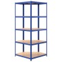 Estantería esquina 5 niveles madera contrachapada y acero azul