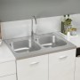 Fregadero de cocina doble seno acero inoxidable 800x600x155 mm de vidaXL, Fregaderos - Ref: Foro24-147235, Precio: 149,60 €, ...