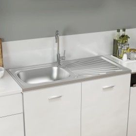 Küchenspüle mit Abtropffläche aus Edelstahl 1000x500x155 mm von vidaXL, Sinkt - Ref: Foro24-147236, Preis: 146,63 €, Rabatt: %