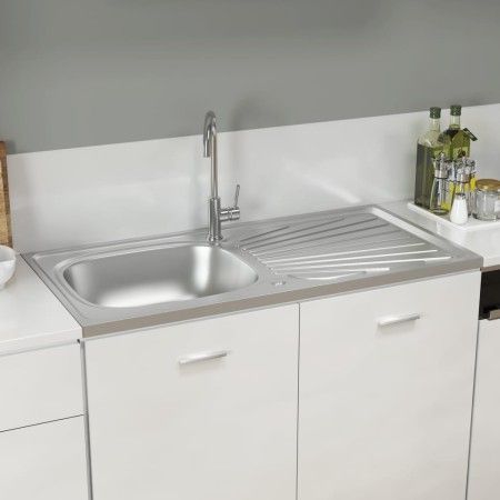 Küchenspüle mit Abtropffläche aus Edelstahl 1000x500x155 mm von vidaXL, Sinkt - Ref: Foro24-147236, Preis: 146,63 €, Rabatt: %