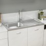 Küchenspüle mit Abtropffläche aus Edelstahl 1000x500x155 mm von vidaXL, Sinkt - Ref: Foro24-147236, Preis: 146,63 €, Rabatt: %