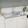 Küchenspüle mit Abtropffläche aus Edelstahl 1000x500x155 mm von vidaXL, Sinkt - Ref: Foro24-147236, Preis: 146,63 €, Rabatt: %