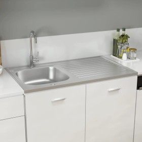 Küchenspüle mit Abtropffläche aus Edelstahl 1000x600x155 mm von vidaXL, Sinkt - Ref: Foro24-147237, Preis: 176,44 €, Rabatt: %