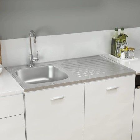 Küchenspüle mit Abtropffläche aus Edelstahl 1000x600x155 mm von vidaXL, Sinkt - Ref: Foro24-147237, Preis: 178,32 €, Rabatt: %