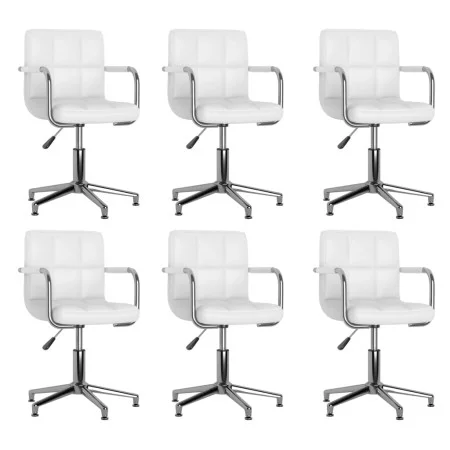 Drehbare Esszimmerstühle 6 Einheiten aus weißem Kunstleder von vidaXL, Essstühle - Ref: Foro24-3088082, Preis: 434,67 €, Raba...