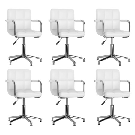 Drehbare Esszimmerstühle 6 Einheiten aus weißem Kunstleder von vidaXL, Essstühle - Ref: Foro24-3088082, Preis: 443,49 €, Raba...