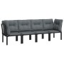 Set de muebles de jardín 4 piezas ratán sintético negro y gris