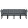 Set de muebles de jardín 4 piezas ratán sintético negro y gris