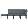 Set de muebles de jardín 4 piezas ratán sintético negro y gris