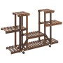 Soporte para flores con ruedas madera maciza abeto 110x25x78 cm
