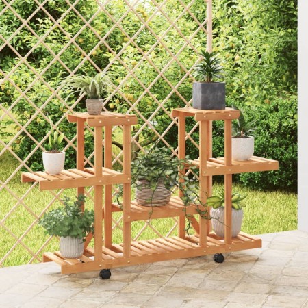Soporte para flores con ruedas madera maciza abeto 110x25x78 cm